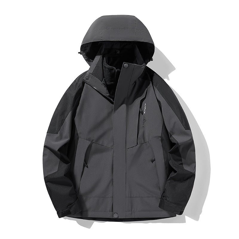 Three-in-One Waterproof Windproof Parka with Fleece Lining