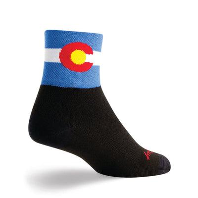 Sockguy Colorado Flag Crew Socks - Size 5-9, Black
