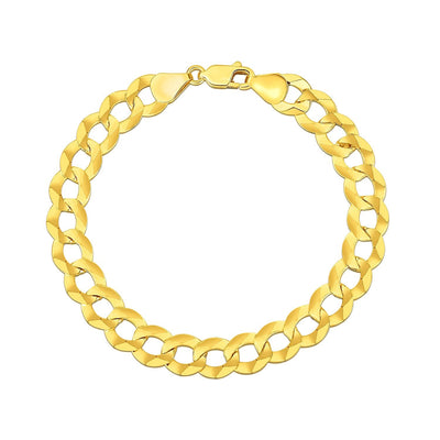 Pulsera de Curb Sólida de Oro Amarillo de 14k - 10.0mm
