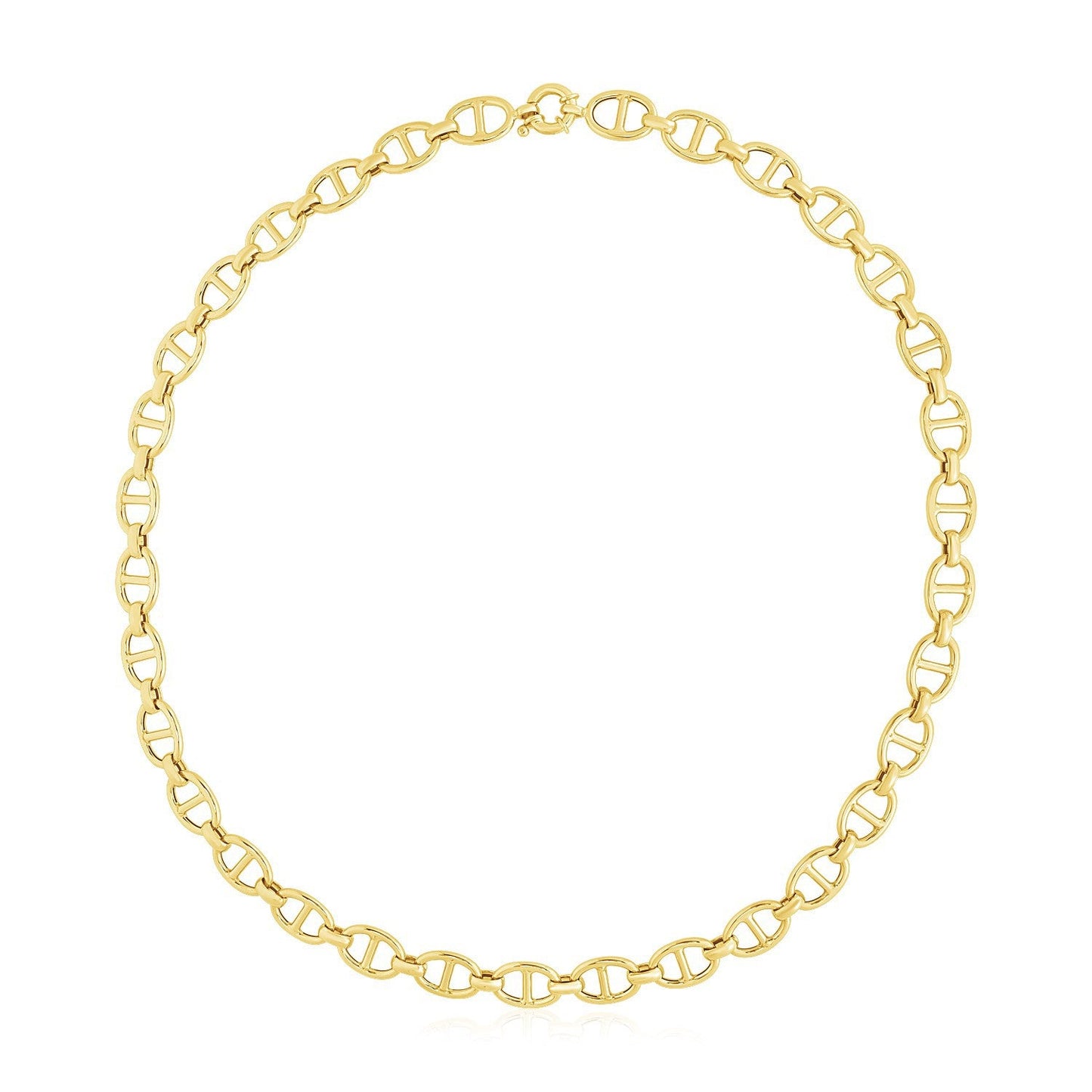 Cadena de eslabones marineros de oro amarillo de 14k con alto pulido (8.8 mm)