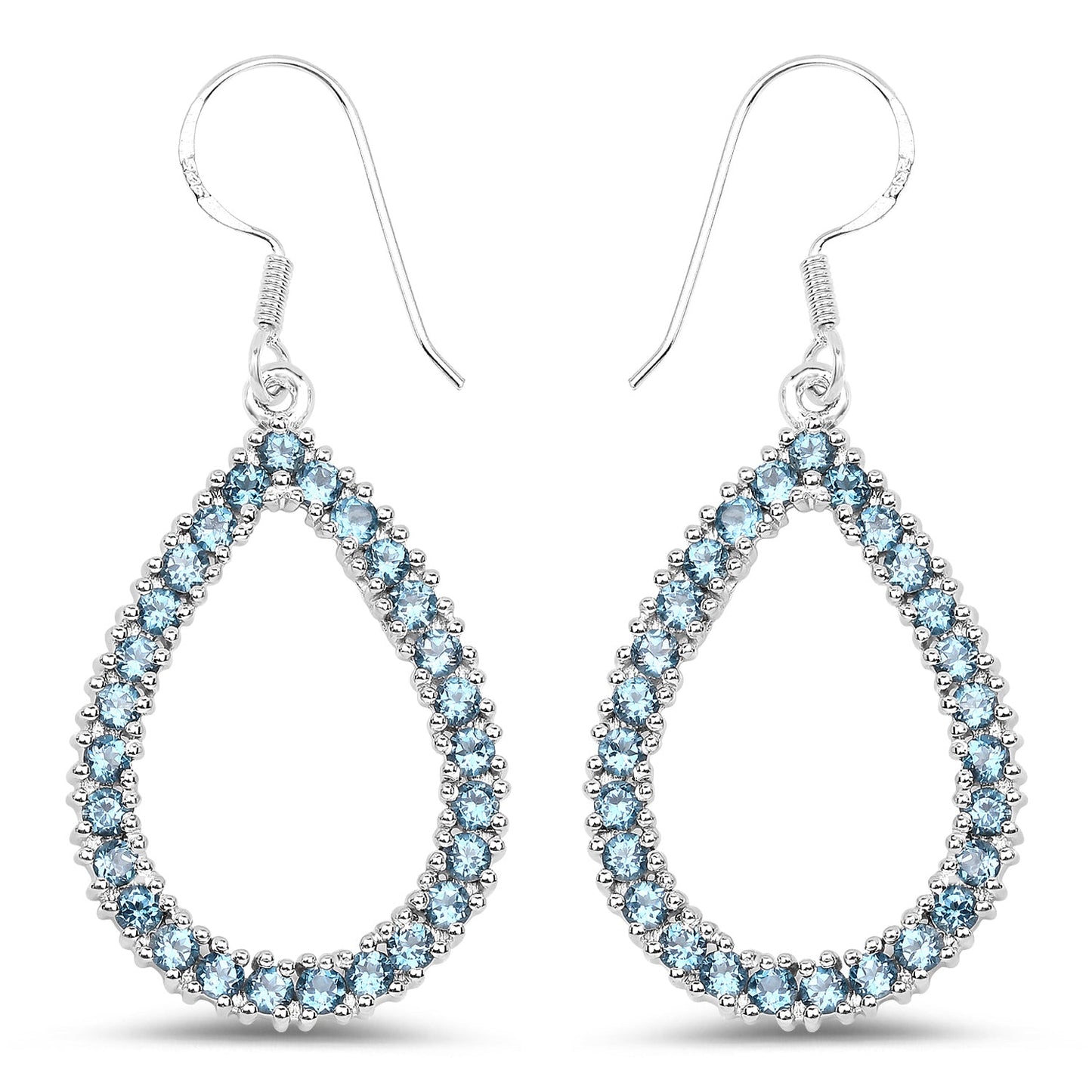 Boucles d'oreilles en argent sterling avec topaze bleue de Londres de 4,32 carats
