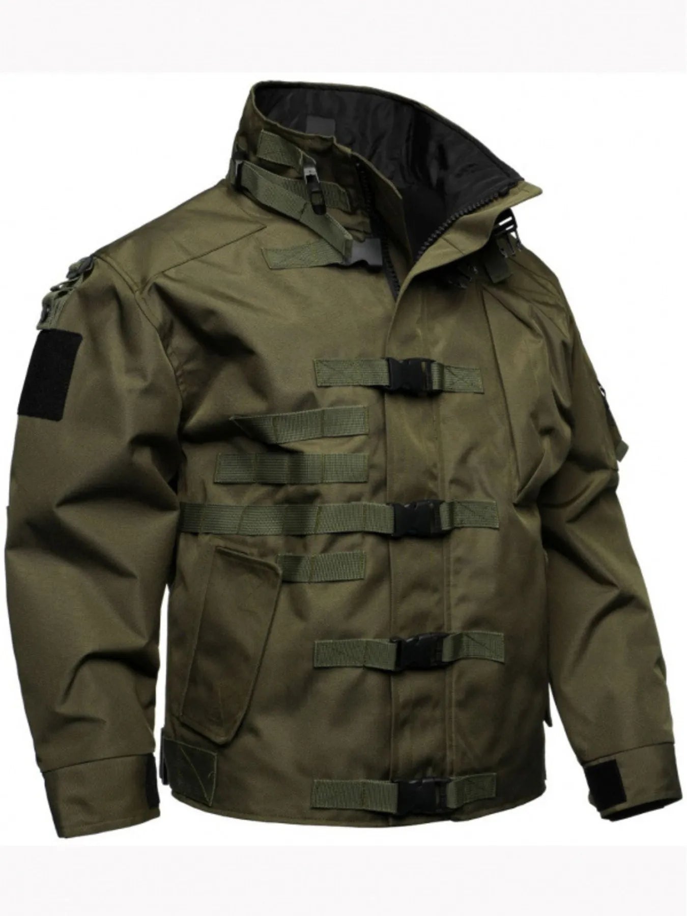 Men's Plus Size Multi Buckle Water-Resistant Jacket