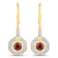 Boucles d'oreilles en rubis véritable de 1,78 carat et zircon blanc en argent sterling
