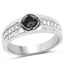 0.65 Carat Black and White Diamond Sterling Silver Engagement Ring