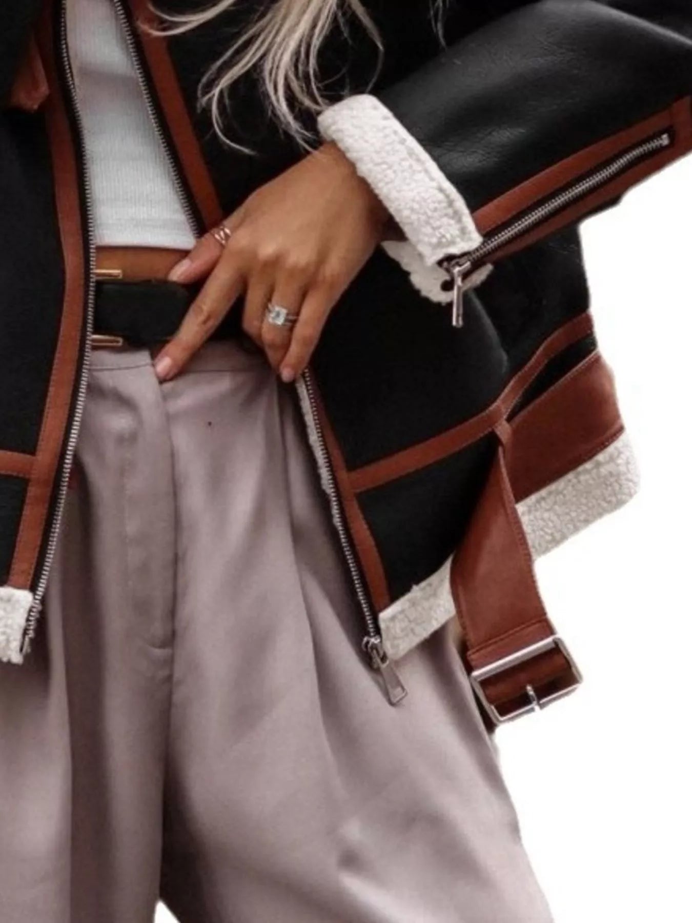 Veste zippée en shearling de première qualité