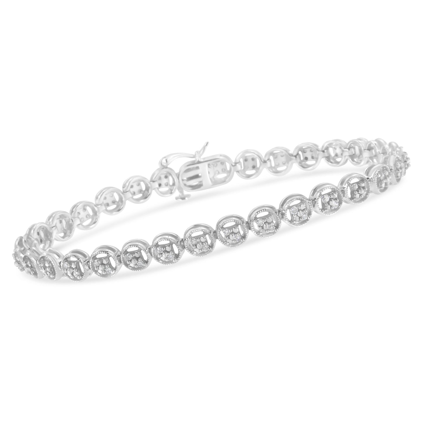 Bracelet en diamant tennis en argent sterling plaqué or rose 14K