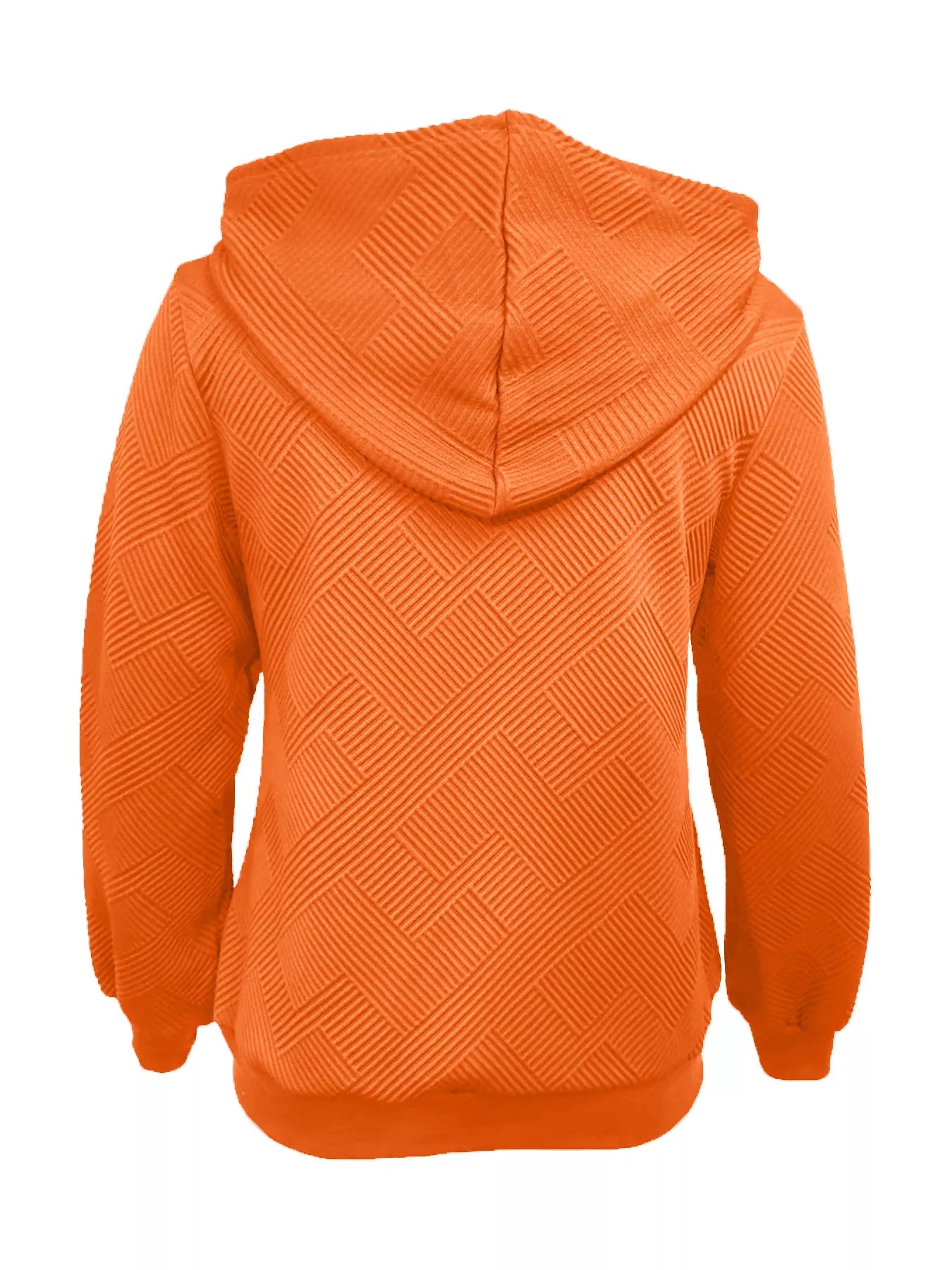 Texture Zip-Up Hoodie with Adjustable Drawstring