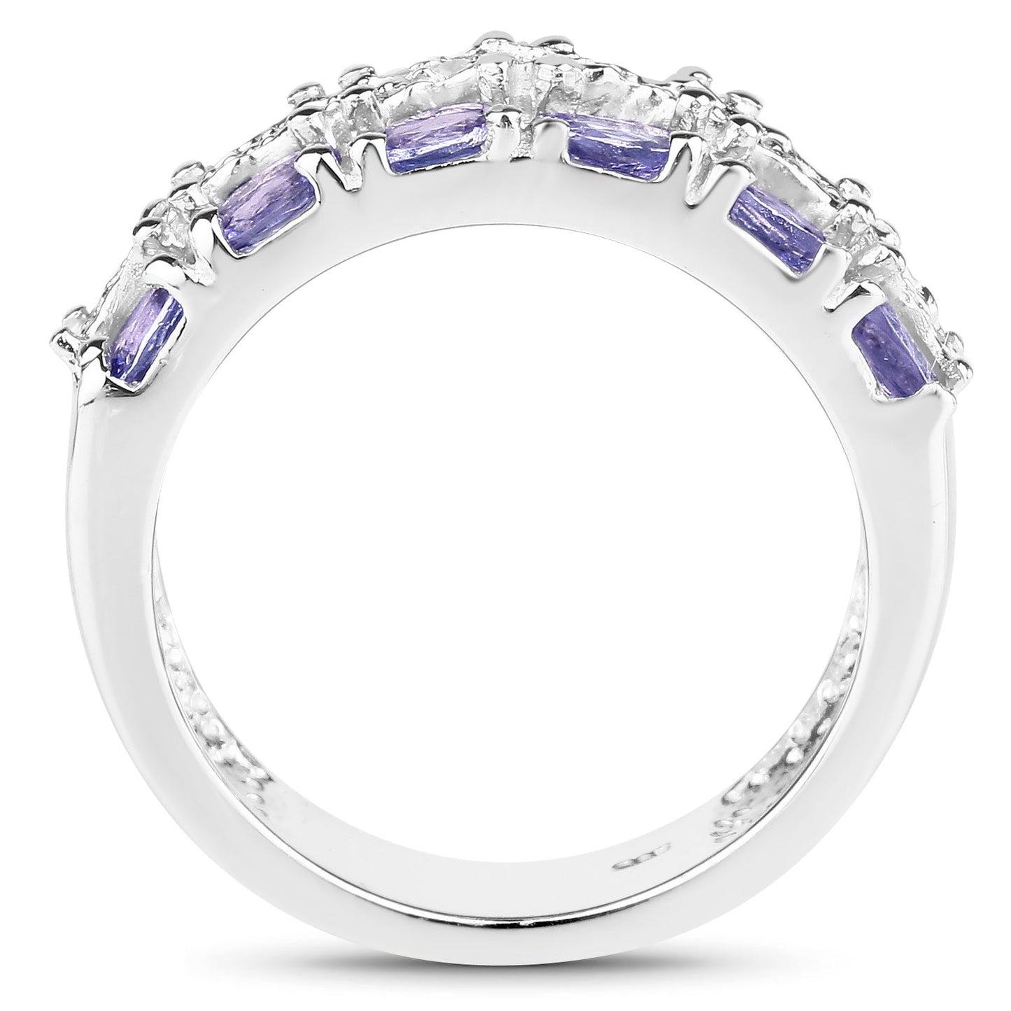 Bague en argent sterling avec tanzanite et topaze blanche de 2,05 carats