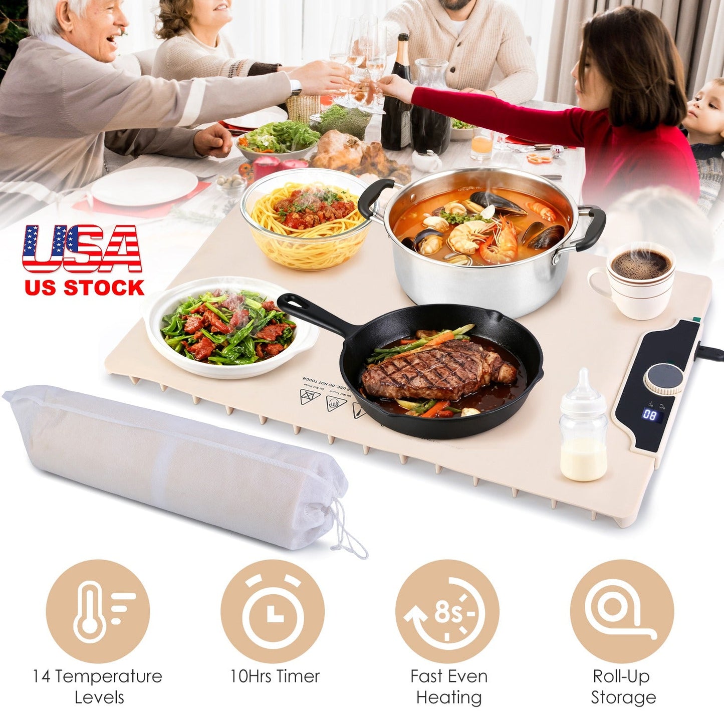Premium Electric Food Warming Mat - 23.6x15.8 Inches