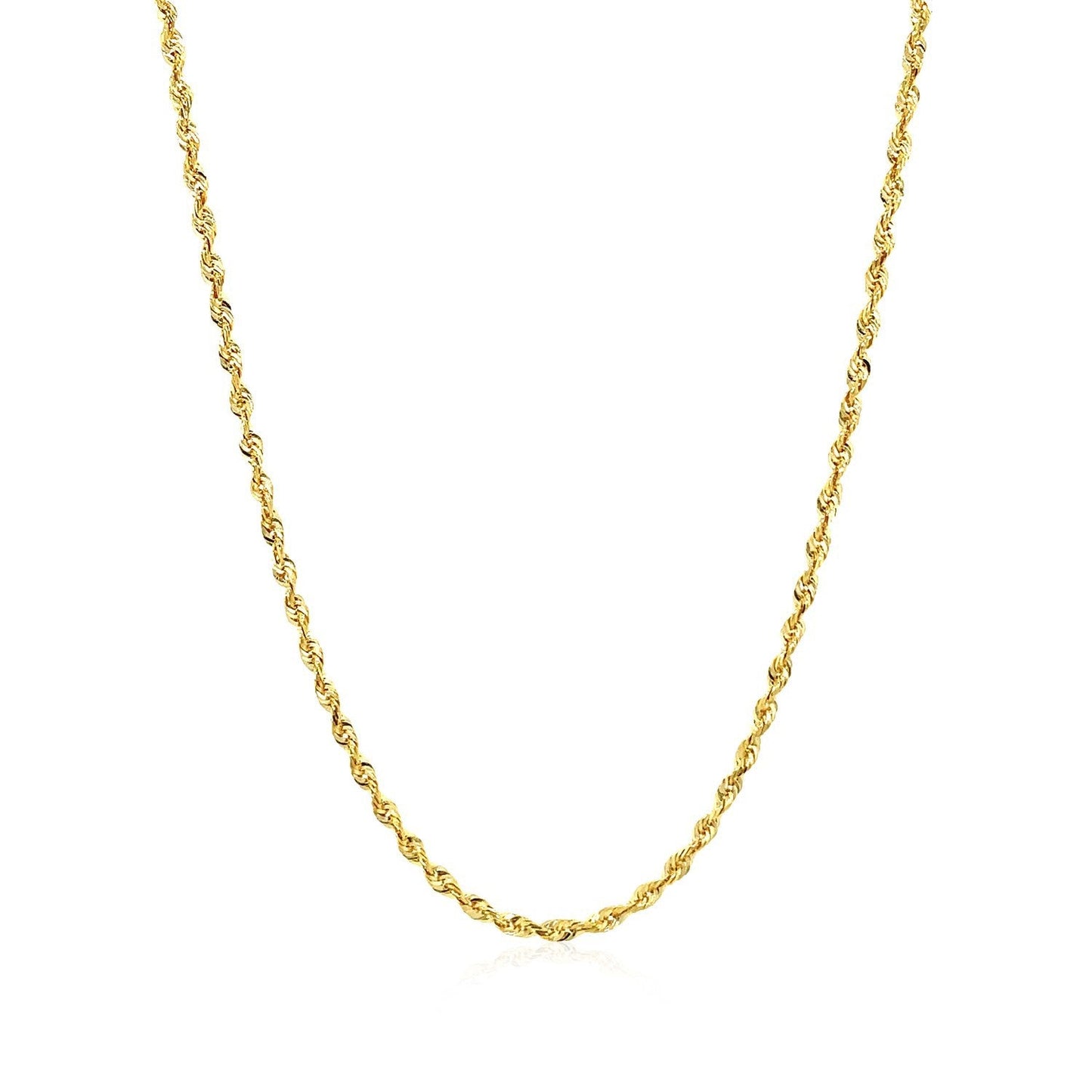 Chaîne en or jaune 14k solide à coupe diamant de 2,0 mm