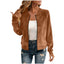 Elegant Round-neck Zip-up Deerskin-fleece Bomber Jacket