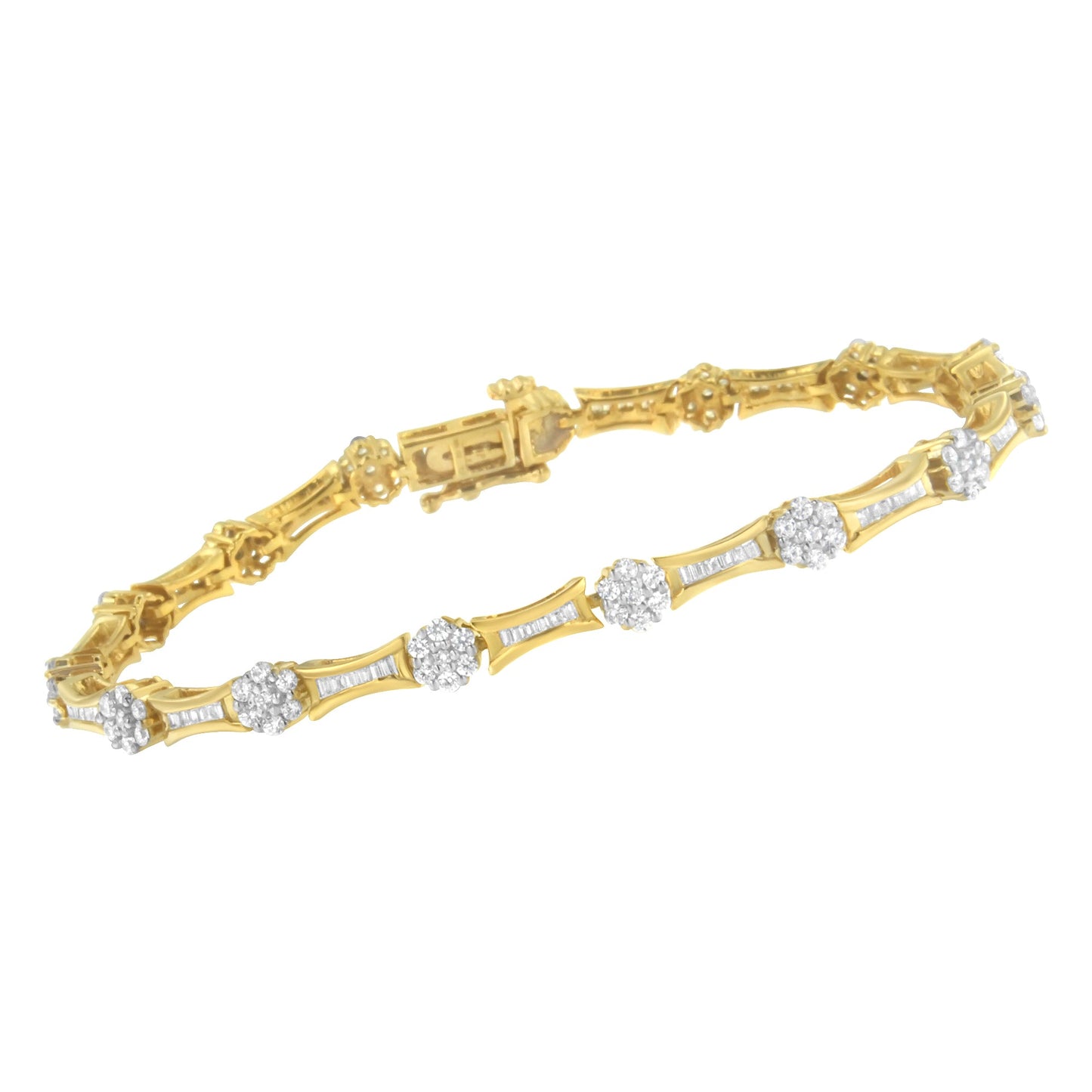 Pulsera de eslabones de diamantes en oro amarillo y blanco de 10K - 2.00 cttw