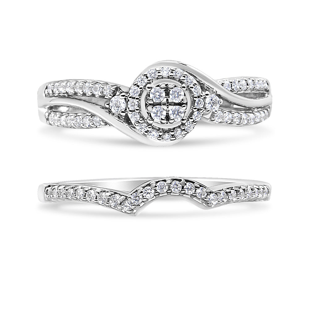 Bague de fiançailles en argent sterling .925 avec cadre en diamant composite de 1/3 Cttw taille 7