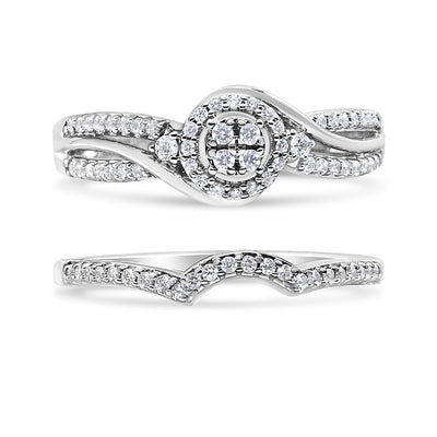Bague de fiançailles en argent sterling .925 avec cadre en diamant composite de 1/3 Cttw taille 7