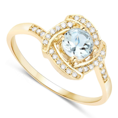 0.46 Carat Aquamarine and Diamond 14K Yellow Gold Engagement Ring