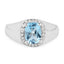 Bague en argent sterling avec topaze bleue et topaze blanche de 1,62 carat