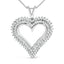 Collar de Colgante en Forma de Corazón Abierto de Diamante Creado en Laboratorio de Plata Esterlina