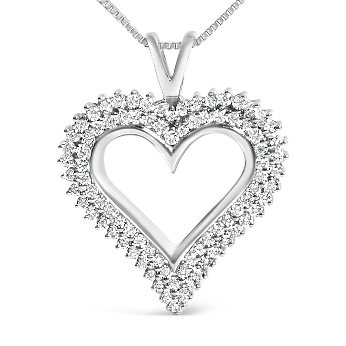 Collar de Colgante en Forma de Corazón Abierto de Diamante Creado en Laboratorio de Plata Esterlina