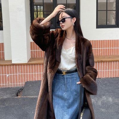 Vintage Caramel Mink Coat - Elegant Women's Overcoat