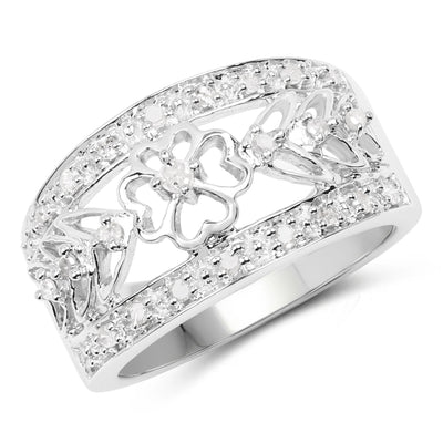 0.31 Carat White Diamond Sterling Silver Engagement Ring