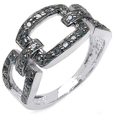 Bague de fiançailles en argent sterling avec diamant bleu véritable de 0,36 carat