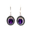 .38ct Aretes Colgantes de Diamante y Amatista en Plata Esterlina