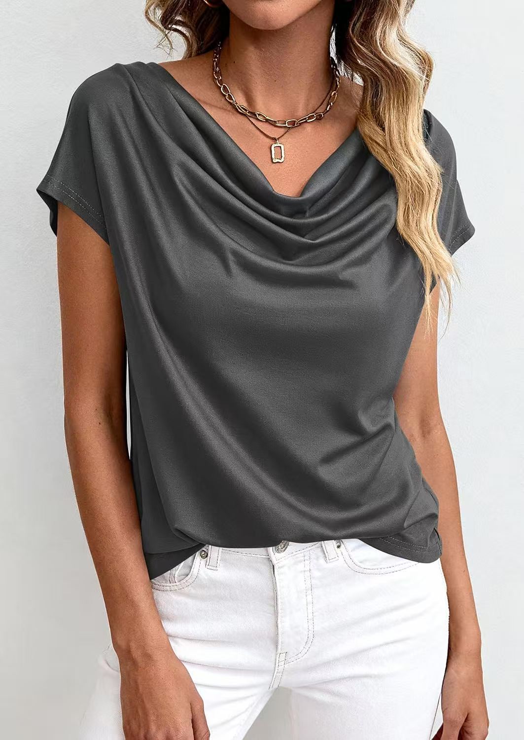 Casual Solid-Color Short-Sleeve Top for Everyday Style