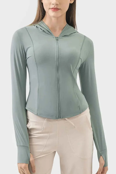 Millennia Pocketed Zip Up Hooded Activewear Hoodie