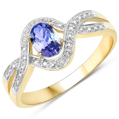 Bague de fiançailles en argent sterling avec tanzanite véritable de 0,75 carat