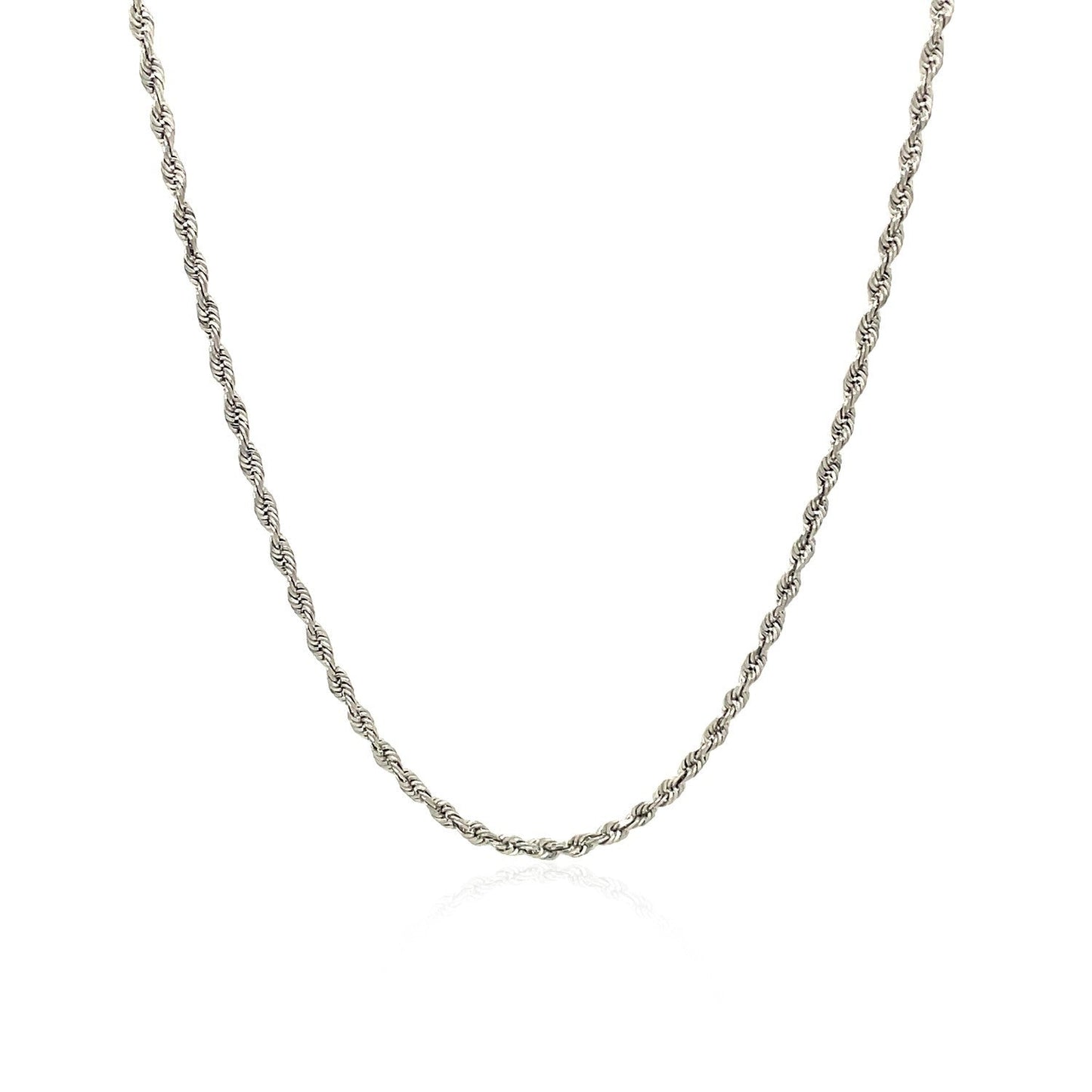 Cadena de cuerda cortada con diamante de oro blanco de 10k 1.5mm