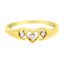 Bague en diamant triple cœur en or jaune 10KT - Taille 7