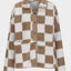 Chaqueta de Teddy de Manga Larga con Botones y Diseño a Cuadros Elegante