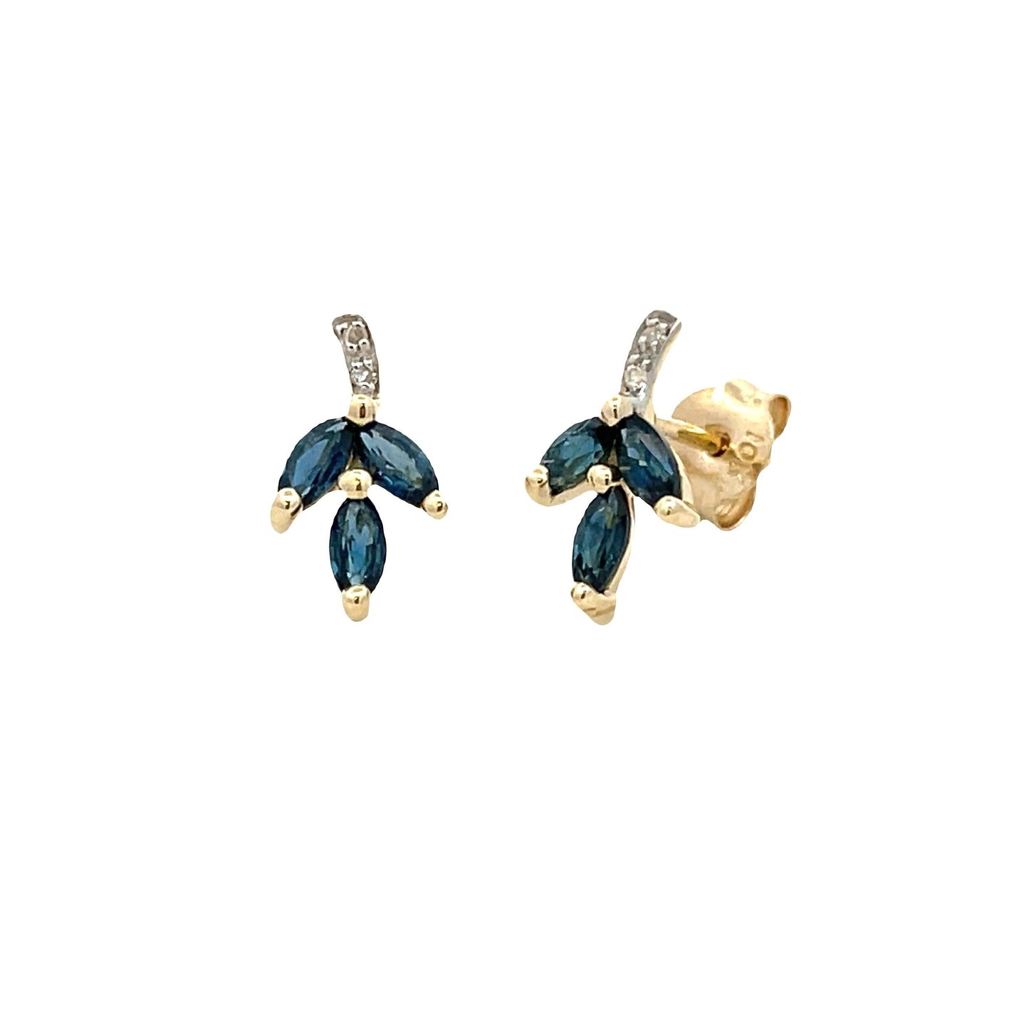 .58ct Sapphire Diamond Earrings in 10KT Yellow Gold