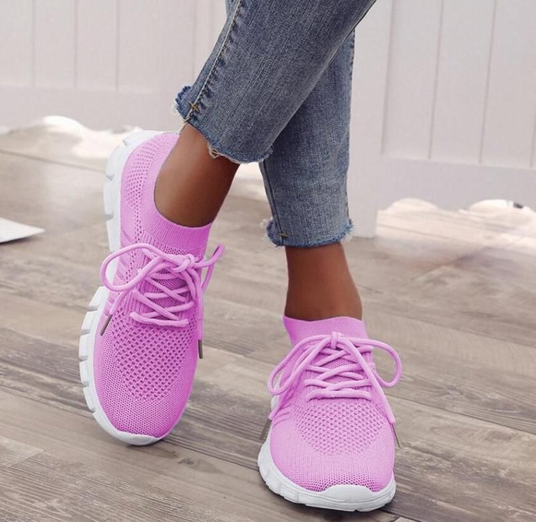 Zapatillas de Plataforma Altas con Cordones Transpirables para Mujer