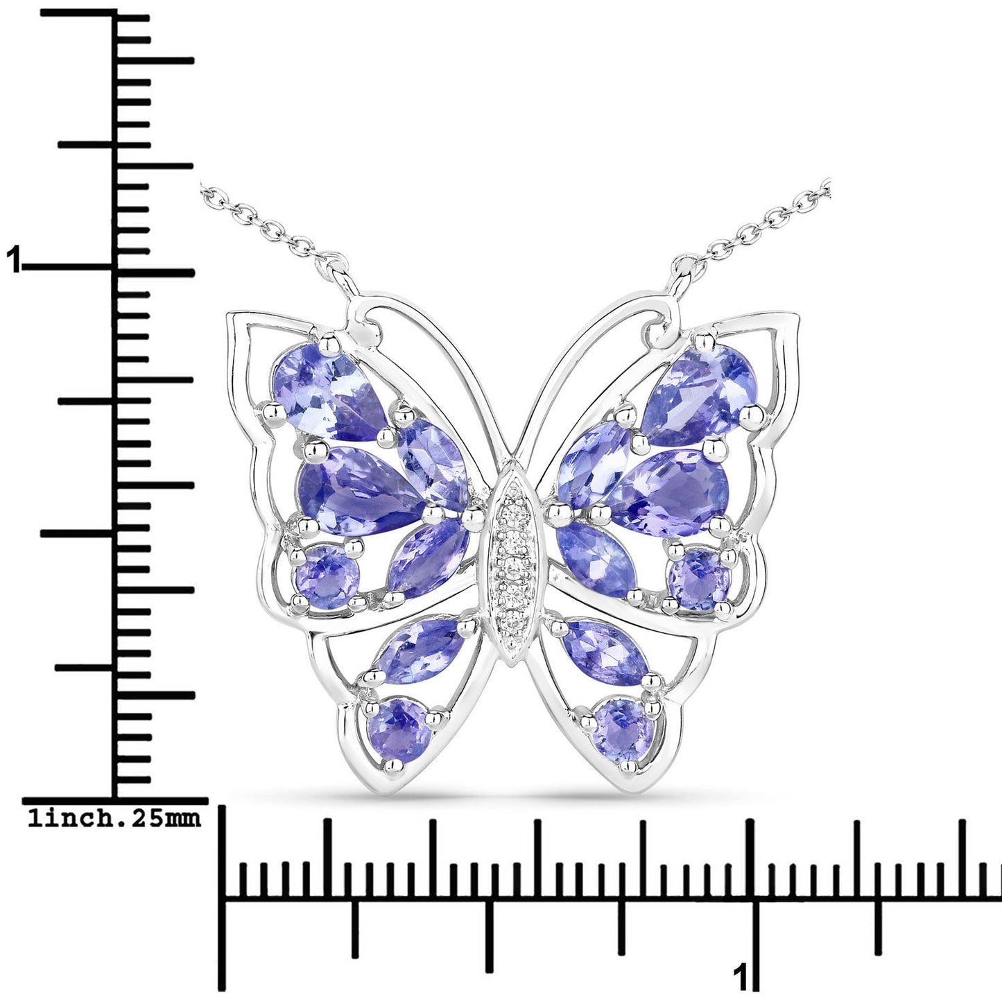 Collier en Tanzanite et Zircon Blanc de 2,76 Carats en Argent Sterling