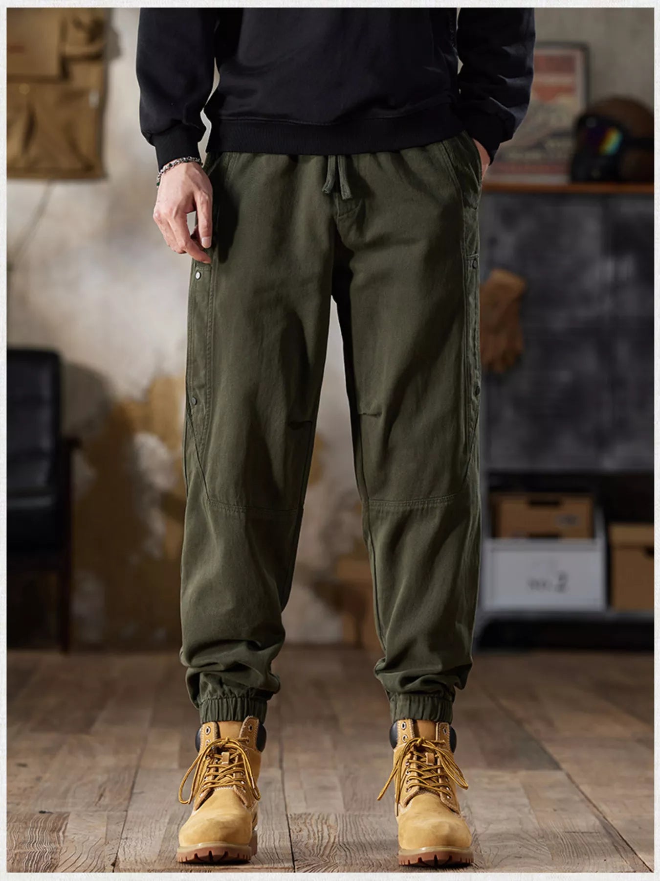 Men's Plus Size Casual Drawstring Cargo Joggers