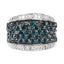 1.38 Carat Blue and White Diamond Sterling Silver Engagement Ring