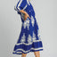 Vestido Midi Notched Impreso Azul Real - Elegante y Atemporal