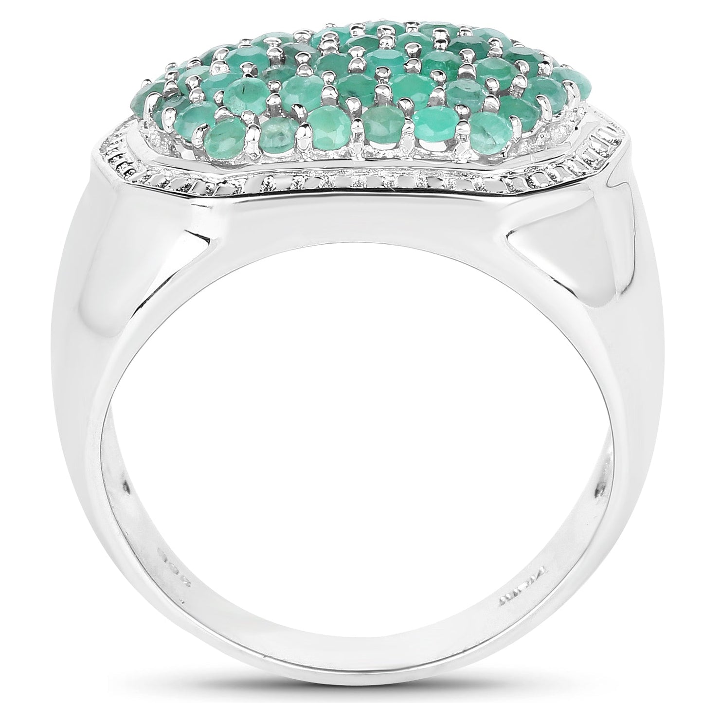 Bague de fiançailles en argent sterling .925 avec émeraude véritable de 1,43 carat