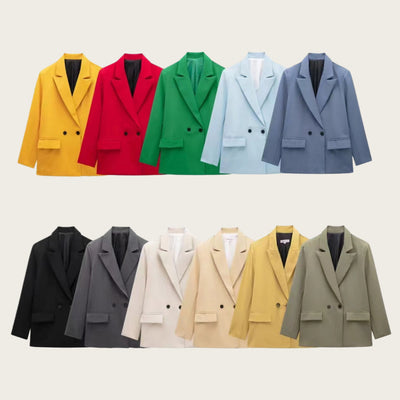 Blazer de verano casual de corte relajado con doble botonadura