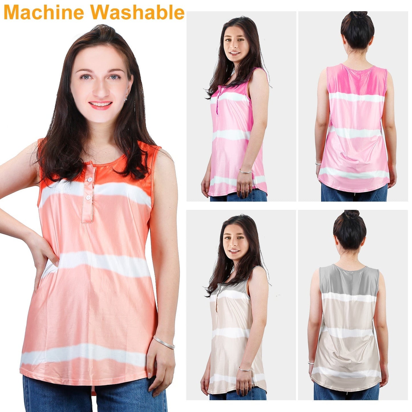 Top sin mangas de tie-dye de talla grande para mujeres