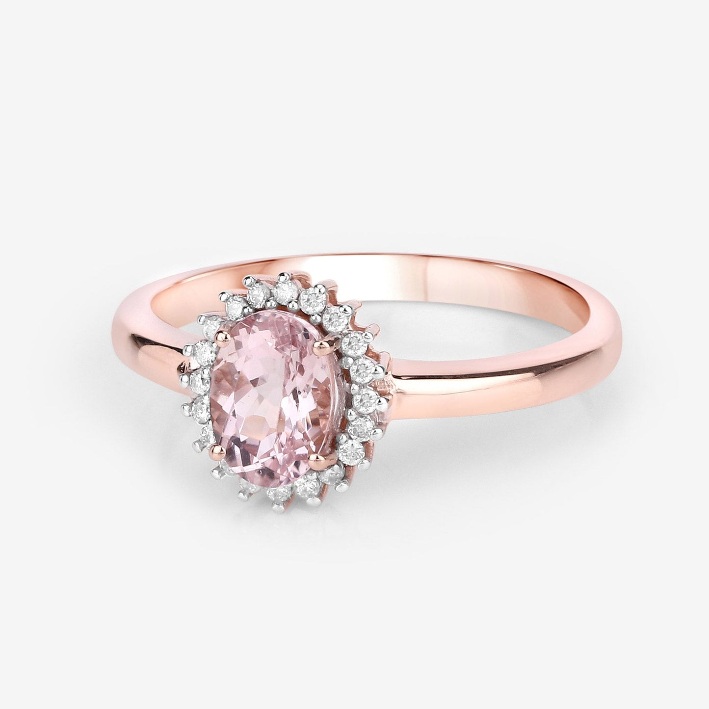 Bague de fiançailles en morganite et diamant de 0,81 carat en or rose 14K