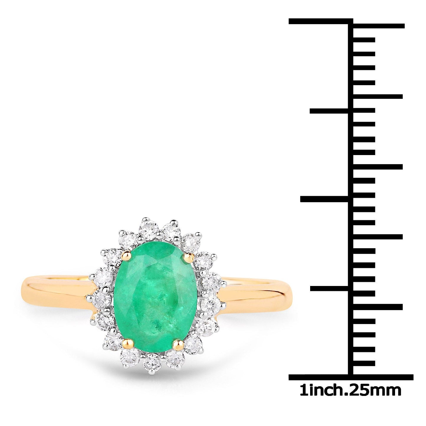 1.39 Carat Zambian Emerald & Diamond 10K Yellow Gold Engagement Ring
