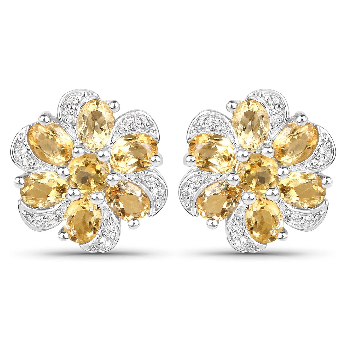 Conjunto de Joyería de Citrino de 7.92 Quilates y Topacio Blanco en Plata Esterlina