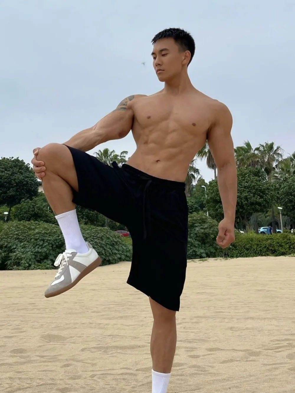 Shorts à cordon pour hommes grandes tailles avec poches