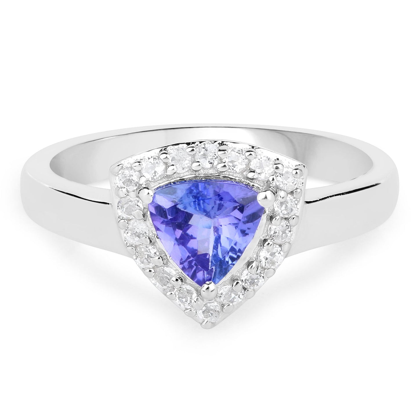 1.02 Carat Genuine Tanzanite and White Topaz Sterling Silver Ring