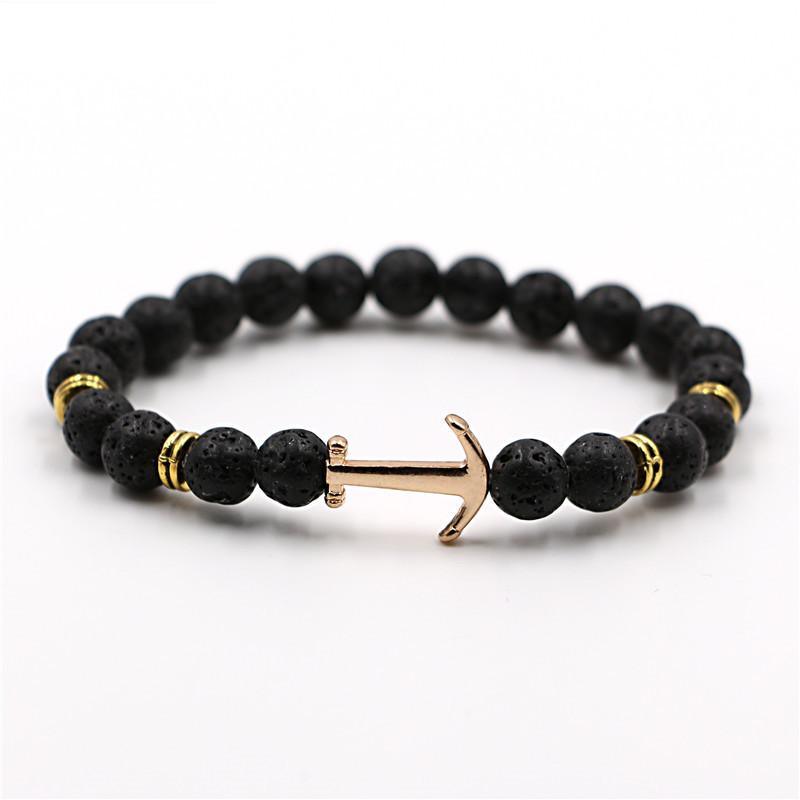 Bracelet en Pierre Naturelle au Design Ancre Élégant pour Hommes et Femmes