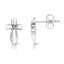 Boucles d'oreilles en croix florale en argent sterling .925 avec accent en diamant