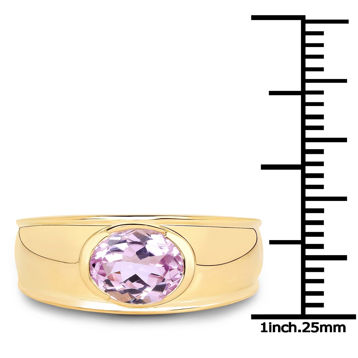 Bague de fiançailles en argent sterling plaqué or jaune 14K avec kunzite