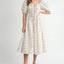 Floral Drawstring Detail Puff Sleeve Midi Dress